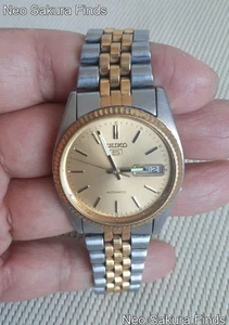 Seiko 5 7009-3110 Automatik Gold Silber Day Date Selten Vintage Herrenuhr Gebraucht - Bild 1 von 8