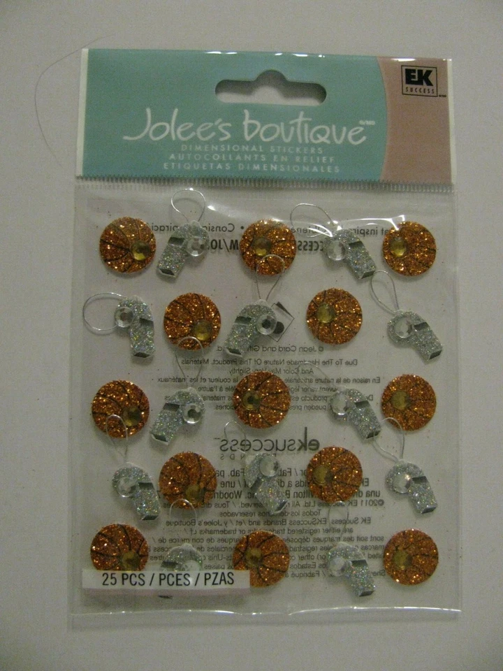 Pegatinas dimensionales Jolee's Boutique PELOTAS DE BALONCESTO Y SILBATOS NUEVO EN PAQUETE Foto 1 de 1