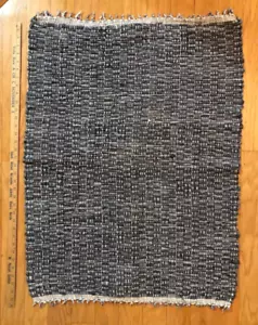 VTG Handmade Rag Rug 36” x 26” Recycled Blue Military Uniform Made in Iowa - Picture 1 of 4