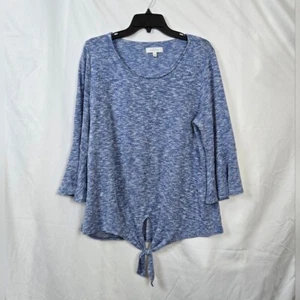 New Directions Boho-Top Damen meliert blau 3/4 Glockenärmel vorne zum Binden Large - Bild 1 von 7