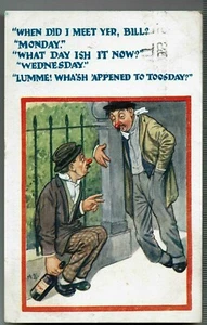 HB LTD COMIC POSTKARTE 1926 ZWEI BETRUNKENE - WAS GESCHAH MIT DIENSTAG - Bild 1 von 2