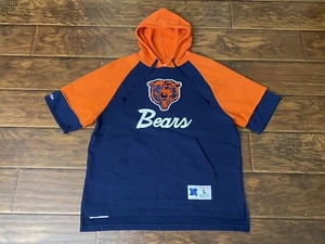 Chicago Bears Mitchell & Ness Mens Embroidered Short Sleeve Sweatshirt Hoodie L - Picture 1 of 12