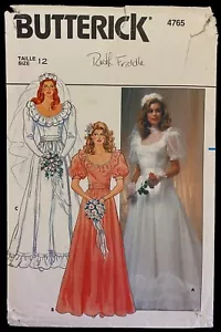 PC Gr. 12 B 34 Brautkleid Schleppe Butterick 4765 Muster 80er Hochzeit Rüschen Diana - Bild 1 von 2