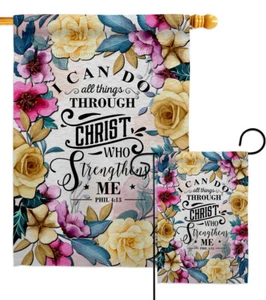 Christ Who Strengtheneth Garden Flag Religious Bible Verses Decorative Banner - Picture 1 of 19