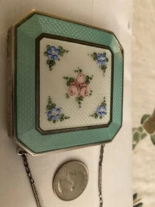 antique EAM sterling enamel ladies vanity compact - Picture 1 of 12