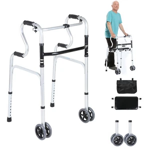 Rollator Gehhilfe Gehbank Leuchte mit 4 Räder faltbar Aluminium Leichtgewicht - Bild 1 von 11