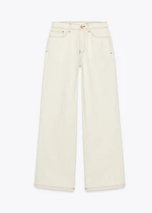NWT ZARA SIZE 2 OYSTER WHITE Z1975 HIGH WAIST WIDE LEG JEANS 9632/048 - Picture 1 of 10