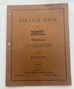 1930 Service Data for Zenith Automatic Radios Model 71 72 73 77 712 722 732 772 - Picture 1 of 4