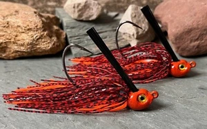 2 Swim Jig Poison Tail Weedless Bass Fishing Lure Fire Craw Shad Bluegill & More - Picture 1 of 21