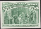 1893 $3 COLUMBIAN CARD PROOF #243p4, VF-XF FRESH, NO SECRET MARK, CAT $225