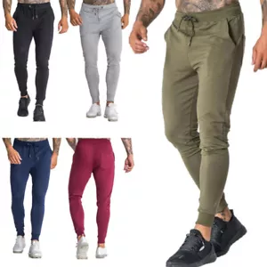 Mens Joggers Cotton Trousers Sports Bottom Solid Gym Sweat Pants Leisure * @ - Picture 1 of 19