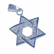 Silver 925 Blue Enamel Pendant Of STAR OF DAVID Jewish Israel Kabbalah Necklace