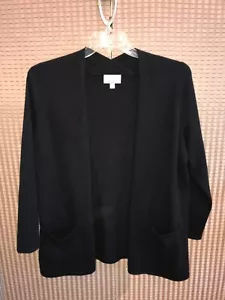 RYLLACE 100% CASHMERE Black CARDIGAN SWEATER Size 1X - Picture 1 of 4