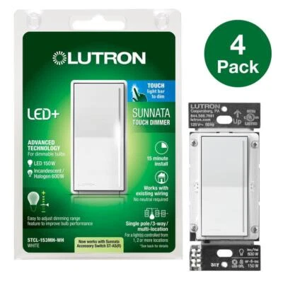 Interruptor atenuador táctil Sunnata, para bombillas LED, 150 vatios LED/3 vías o multi blanco Foto 1 de 4