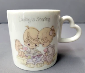 Vintage Precious Moments Mug 1987 Coffee Cup Loving Is Sharing 9 fl. oz Handled - Picture 1 of 9