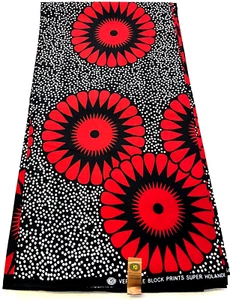 Diseño Exclusivo y Mejor Diseño de Estampado de Cera Africana - Negro, Rojo, Blanco - Imagen 1 de 3