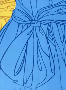 Ana Mercedes Hoyos Kleid mit Schleife blau signiert Original Lithographie - Bild 1 von 1