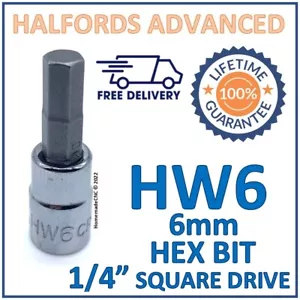 Halfords Advanced H6 6mm Hex Bit with 1/4" Square Drive Adapter - New - Free P&P - Picture 1 of 7