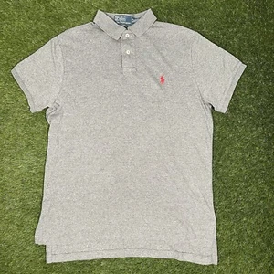 Polo Ralph Lauren Shirt Custom Fit Short Sleeve Grey 100% Cotton Uk Men's Small - Picture 1 of 9