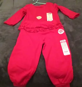 Faded Glory Red Lng Sleeve Lace Trim Top 2T/Okie-Dokie Ruffle Banded Pants 24M - Picture 1 of 6