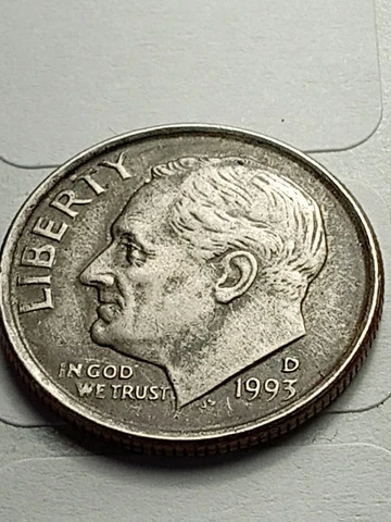 1993 D Toned Roosevelt Dime Cover
