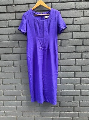 Vestido Maxi Cambio Vintage 1980 Betsy's Things Púrpura Cremallera Espalda S Plisado Capricho Foto 1 de 4