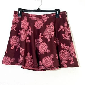 Abercrombie & Fitch Y2K Mini Skirt Womens L Jacquard Rose Flare Girly Party - Picture 1 of 5