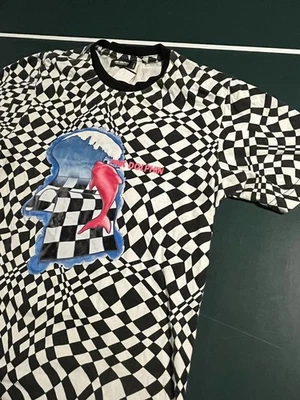 Men’s Pink + Dolphin SS T-Shirt SMALL Geometric Checker Board Colorful Trippy - Image 1 of 4