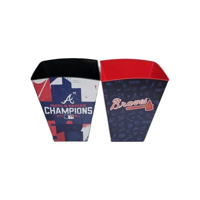 Atlanta Braves Trash Can Lot Of 2 2019 Acuna & 2021 World Series MLB Truist Park - Image 1 of 4