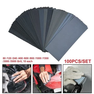 100PCS Sandpaper Sheets Assorted Grits 80 5000 for Sanding and Polishing - Picture 1 of 12