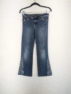 Total Girl Blue Jeans Embroidered Flare Girls Kids Butterfly Flowers 12 Regular - Picture 1 of 10