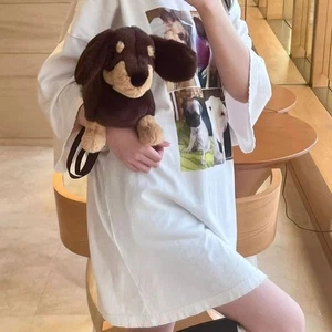 Furry Puppy Dog Shoulder Bag Casual Children's Bag Funny Crossbody Bag Girls - Picture 1 of 8
