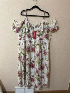 NWT Rosegal Rose Gal Plus Size 5X Floral Birds Print Fit & Flair Midi Dress - Picture 1 of 12