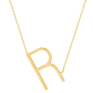 Block 10k Yellow Gold Letter Necklace for Women | Personalized Gold Initial N... - Picture 1 of 6