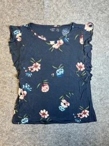 Loft Outlet Damen Oberteil Blumenmuster U-Ausschnitt blau Foral Neck Größe L - Bild 1 von 6
