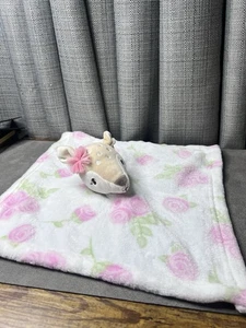 HB Hudson Baby Fawn Lovey Deer Security Blanket Pink Roses Plush Toy 12 Inch - Picture 1 of 6