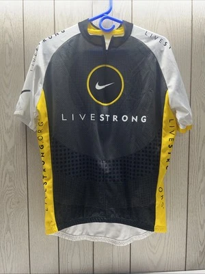 Nike LiveStrong Adult Size XL Short Sleeve Cycling Jersey Zip Made In Italy - Image 1 of 4