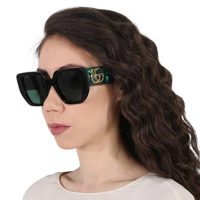 Gucci Green Geometric Ladies Sunglasses GG0956S 001 54 GG0956S 001 54 - Image 1 of 4