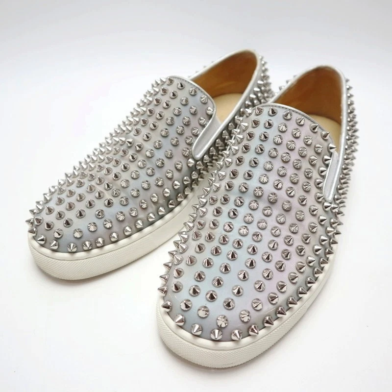 Christian Louboutin スリッポン シルバー ☆Christian Louboutin☆ スタッズ スリッポン シルバー (Christian