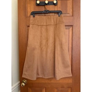 Falda midi Belle Kim Gravel PerSuede Me para mujer pequeña coñac línea A bolsillos laterales - Imagen 1 de 9