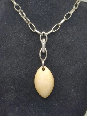 Collar de eslabones ovalados Heng NGAI de plata de ley 925 concha de diamantes de 18" Foto 1 de 4