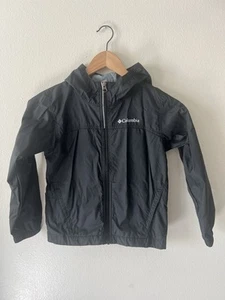 Columbia XS 6 7 Boys Black Hooded Windbreaker Jacket Lightweight Nylon - Picture 1 of 7