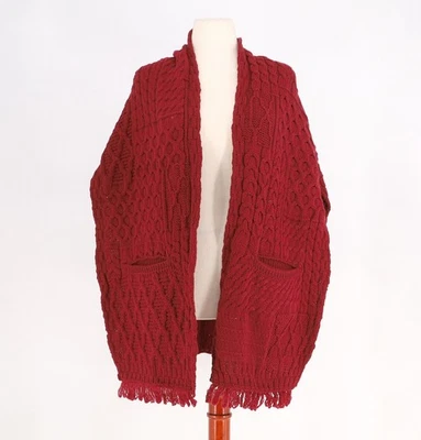 NUEVO CON ETIQUETAS CONNEMARA Mantón Tejido Lana Merino Rojo Borgoña Foto 1 de 4