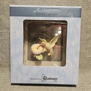 Roman Lasting Expressions Plaque Hummingbird  On Flower in Box. - Picture 1 of 9