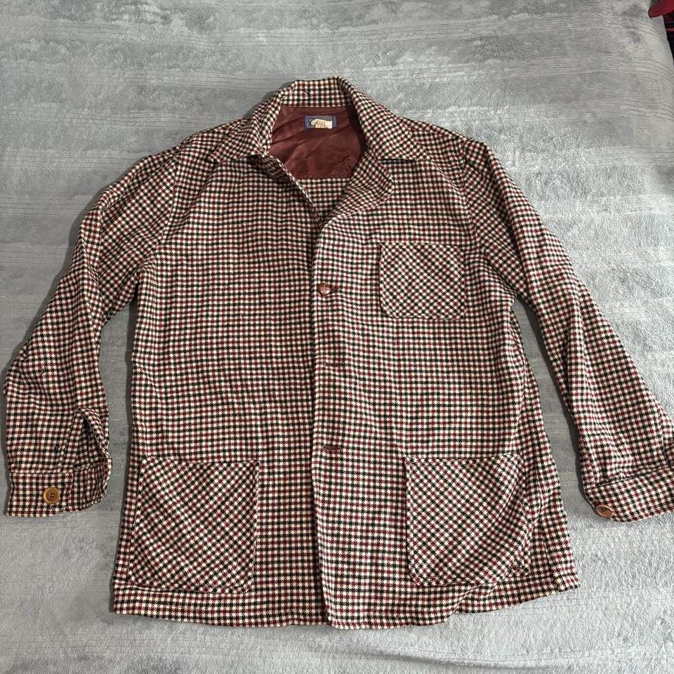 复古 1930 年代 - 40 年代 Pendleton 羊毛格子长袖编舞衬衫尺寸 L 3 口袋 — 第 1/4 张图片