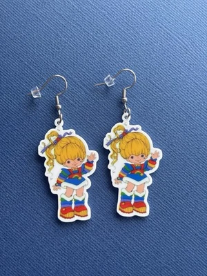 Rainbow Brite Style Resin Dangle Earrings, Surgical Steel Hooks, Light, Cartoon - image 1 of 2