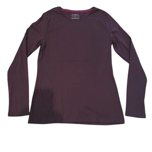 Talbots klassisch 100 % Pima-Baumwolle burgunderrot Langarm Rundhalsausschnitt T-Shirt Small neu mit Etikett - Bild 1 von 9