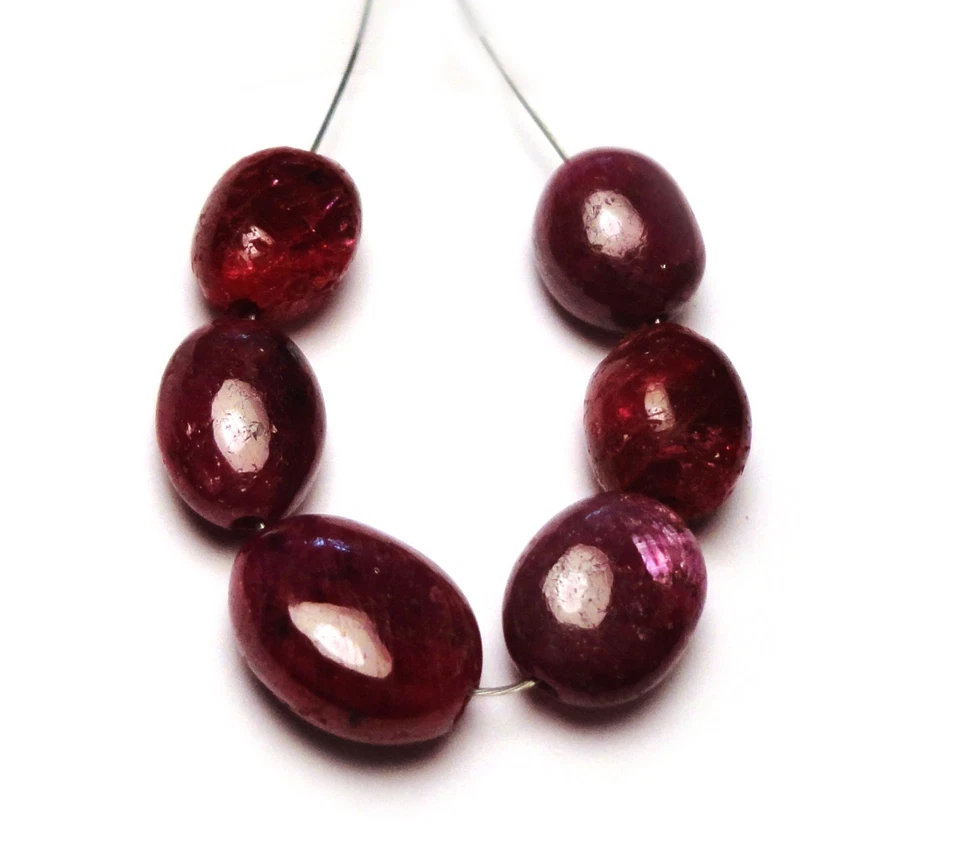 RED RUBY SMOOTH OVAL 6! BEADS M230C 7.9x6.8x4.8mm to 9.9x7.8x4.9mm - Image 1 of 1