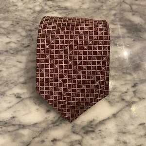 Polo by Ralph Lauren 100% Silk Red Blue Jacquard Geometric Handmade Tie~4" J6 - Picture 1 of 7