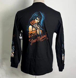 Loser Machine Men's LS T-Shirt Delilah Black Size M NWT Rose Guitar Snake - Picture 1 of 3